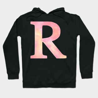 The Letter R Orange and Pink Watercolor Hoodie